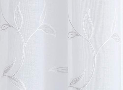 LinenZone 54x84 White Curtains with Silver Leaves. (Maria 54x84 Silver) - color: Silver, size: 54"W x 84"L (Pack of 2)