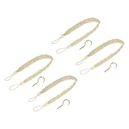 uxcell 4Pcs Curtain Tiebacks, 58cm/23 Braided Drapery Holdback Holder Decorative Rope Tie Back, Beige/Mixed Silver - color: Beige