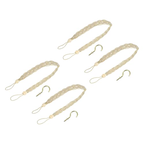 uxcell 4Pcs Curtain Tiebacks, 58cm/23 Braided Drapery Holdback Holder Decorative Rope Tie Back, Beige/Mixed Silver - color: Beige