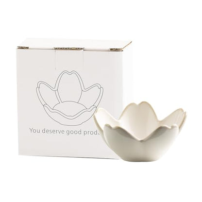 Ceramic Ring Holder Tray, Floral Trinket Bowl for Jewelry - color: white