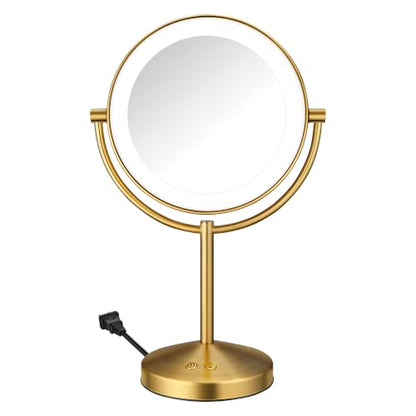 Conair LED Vanity Mirror, Double-Sided, 10x Maginification, Brushed Brass - color: Brushed Brass, size: 16"L x 10.3"W