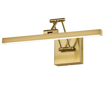 Hard-Wired Picture Light Dimmable LED Picture Lights for Paintings 15.7" Inch Brass Metal Body Wall Pictures with Adjustable Gold Swing Arm Art Display Lamps 7W 3000K Warm White Book Light - color: Hard-Wired Brass-square base, size: 15.7inch Dimmable