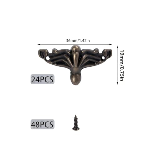 24Pcs Antique Brass Box Legs Feet Corner Protectors with Screws - size: StyleA