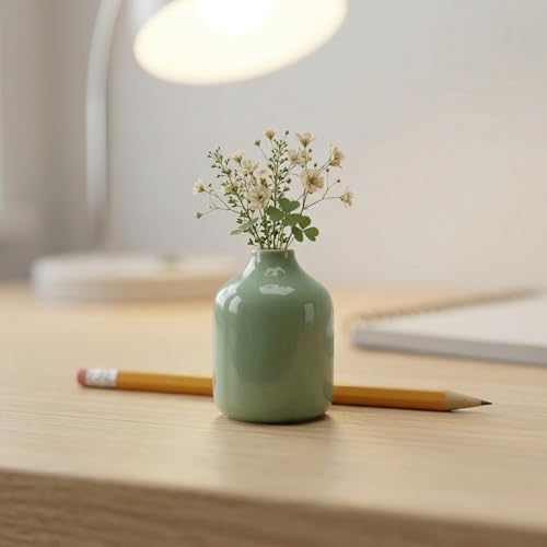 Sunddo Small Green Ceramic Bud Vase, 4 inch - color: Green, size: 4 inch