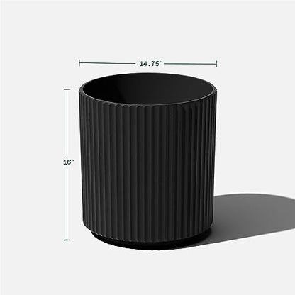 Veradek Demi Series Planter - Large Round Outdoor Planter - color: Black, size: 16 inch - 2 Pack