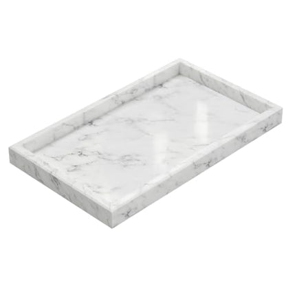 Marble Trays with Anti Slip Foot Pads,11.8x7.9x1.2in,Carrara White - color: Carrara White