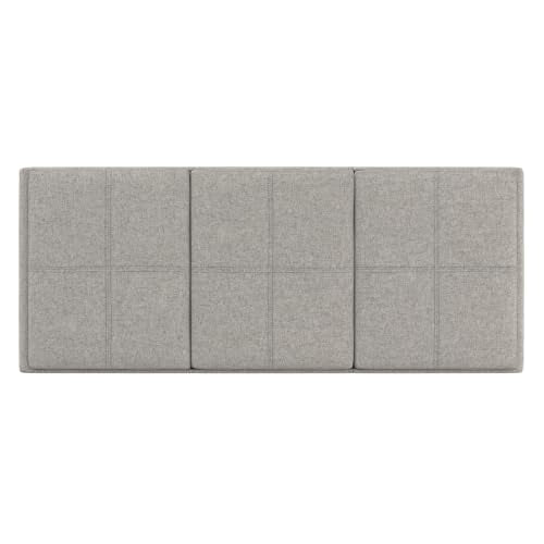SIMPLIHOME Avalon 42" Wide Linen Look Fabric Storage Ottoman in Cloud Grey - color: Cloud Grey
