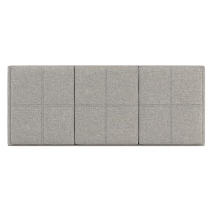 SIMPLIHOME Avalon 42" Wide Linen Look Fabric Storage Ottoman in Cloud Grey - color: Cloud Grey