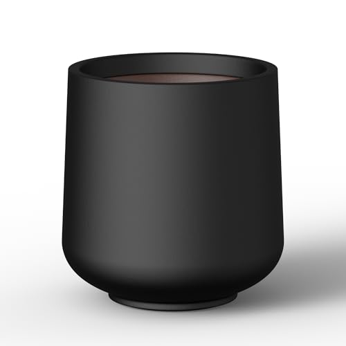 Kante Black Concrete Planter 16.5" Dia All-Weather Round Large Pot - color: Black, size: 16.5” Dia