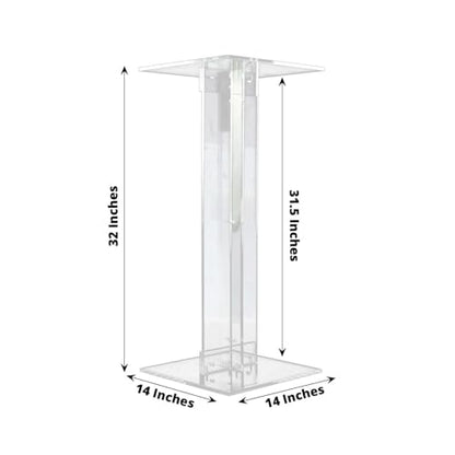 Efavormart 32" Heavy Duty Acrylic Wedding Display Stand with Square Bases, Clear Plexiglass Flower Pedestal Stand - 10mm Thick Plate - size: 32"