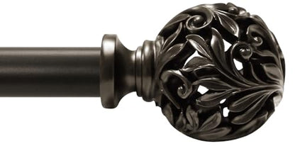 Ycolnaefllr Carved Leaf Curtain Rod, Bronze, Adjustable 66-120" - color: Bronze, size: 36-120"