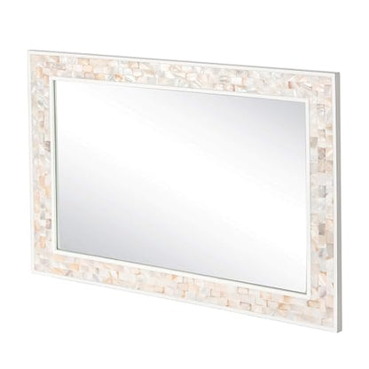 30x40 Inch Large Bathroom Mirror with White Wood Frame - size: 40"L x 30"W