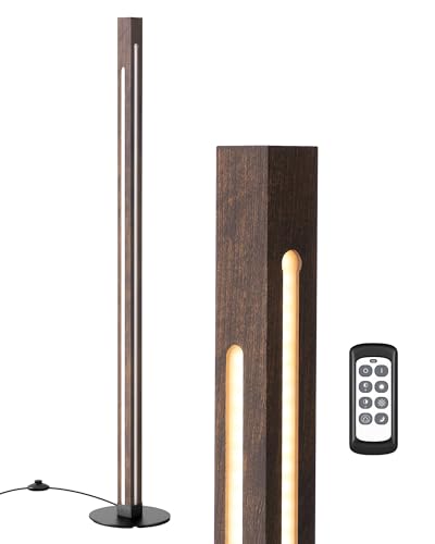 EDISHINE Wooden Corner Lamp with Remote, Dual Lighting, 7CCT & Dimmable - color: Dark Walnut