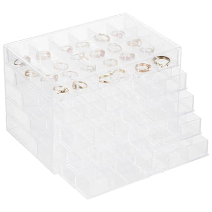Homaisson Earring Storage Box Organizer, Acrylic Jewelry Storage Box Holder with 5 Drawers, Transparent Jewelry Display Stand with 120 Small Compartments, Earring Gift Box for Women