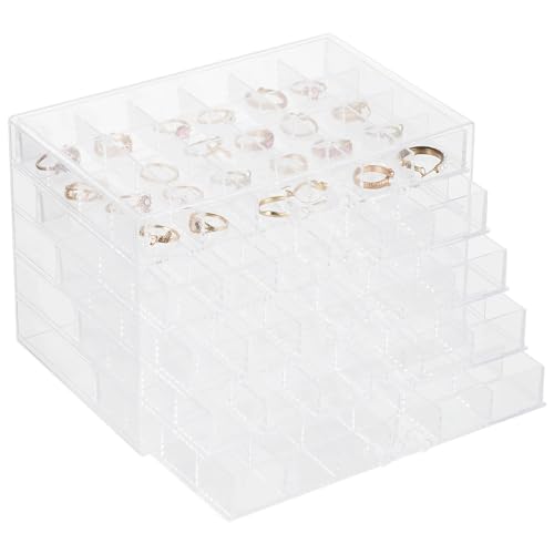 Homaisson Earring Storage Box Organizer, Acrylic Jewelry Storage Box Holder with 5 Drawers, Transparent Jewelry Display Stand with 120 Small Compartments, Earring Gift Box for Women
