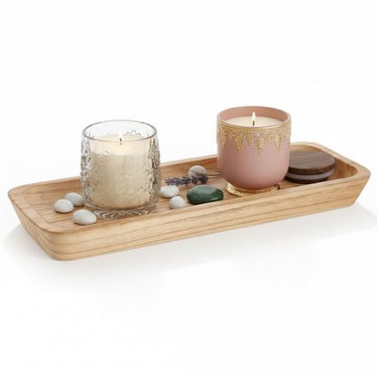 Decorative Wood Dough Bowl, 16" Wooden Dough Bowl for Home Decor Long Narrow Wooden Tray Wood Bowl for Table Centerpiece Decorations