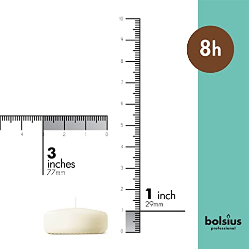 BOLSIUS Ivory Floating Candles 3 inch - 12 Pack Water Candles - Premium European Quality - 8 Hour Clean Burning - No Palm Oil - 0% Animal Fat - Cotton Wick - Centerpiece Decor, Romantic Wedding Events - size: 3 Inch, style: 1 Pack