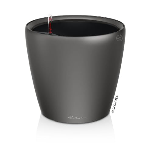 Lechuza 16023 Classico LS 21 Self-Watering Planter, Charcoal Metallic - color: Charcoal Metallic, size: D21 H20 cm