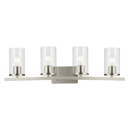 Kichler Crosby 4-Light Bathroom Vanity Light, Brushed Nickel - color: Brushed Nickel, size: 4 Light, style: Clear Glass