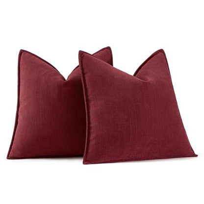 MIULEE Pack of 2 Christmas Burgundy Chenille Pillow Covers 18x18 Inch - color: Burgundy, size: 18" x 18" (Pack of 2)