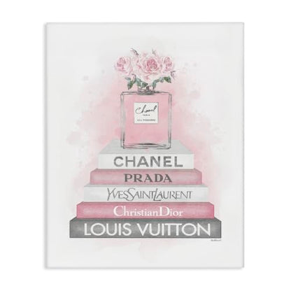 Stupell Industries 'Pink Roses Perfume Bottle Glam Fashion'| Canvas Art - color: Glam Perfume Roses, size: 20"L x 16"W