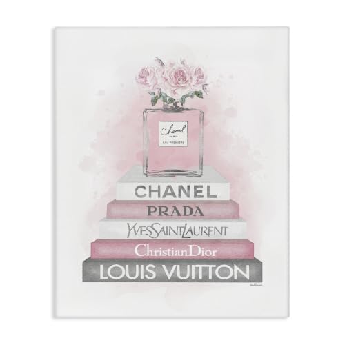 Stupell Industries 'Pink Roses Perfume Bottle Glam Fashion'| Canvas Art - color: Glam Perfume Roses, size: 20"L x 16"W