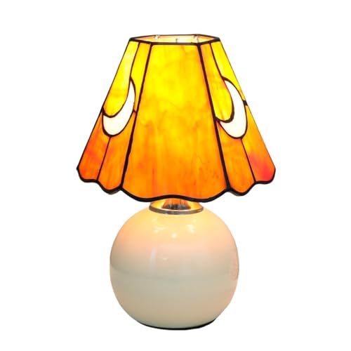 Tiffany Lamp Stained Glass Table Lamp Moon Mushroom Orange Small Bedside lamp Living Room Dining Room Office Decoration Desk lamp Home Decoration Creative Gift Scene Prop - color: tiffany lamp-Orange