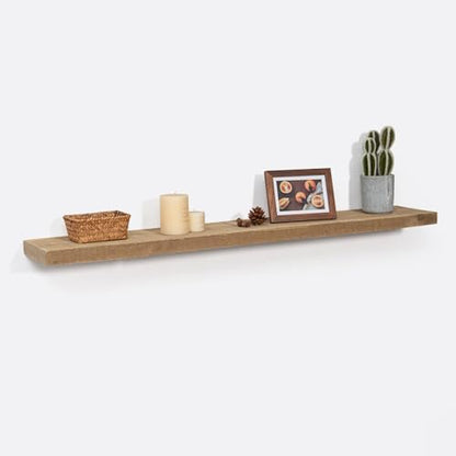 FLYJOE Floating Shelves - 8" Deep Rustic Reclaimed Barnwood Wall Hanging Shelves with Invisible Heavy-Duty Metal Bracket - Wall Mounted - Farmhouse Style - 48 inches, Distressed Natural - color: Distressed Natural, size: 48inches-1P