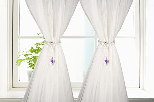 SUQ I OME Luxury Crystal Beaded Magnetic Curtain Tieback, Colorful - color: Ab Colorful
