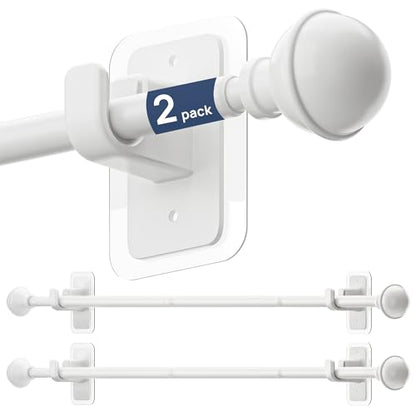 ENJOYBASICS 2 Pack 28-48" No Drill Curtain Rods, Renter Friendly, White - color: White, size: 27-52''