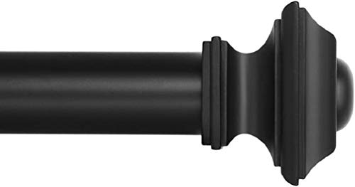 Ivilon Drapery Treatment Window Curtain Rod - Square Design 1 1/8 Rod. 28 to 48 Inch. Black - size: 28 to 48 in.