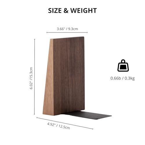 Muso Wood Handmade Walnut Book Ends for Shelves - color: Walnut Wood