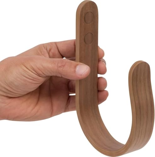 2 x Waveply Wood Curtain Holdbacks Plywood Drapery U Shaped Hook Tiebacks for Wall (Walnut) - color: Walnut