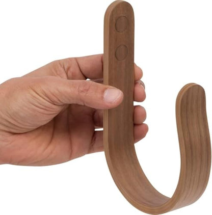 2 x Waveply Wood Curtain Holdbacks Plywood Drapery U Shaped Hook Tiebacks for Wall (Walnut) - color: Walnut