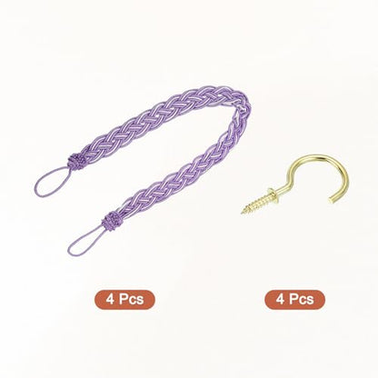 uxcell 4Pcs Curtain Tiebacks, 58cm/23 Braided Drapery Holdback Holder Decorative Rope Tie Back, Dark Purple/Mixed Silver - color: Dark Purple