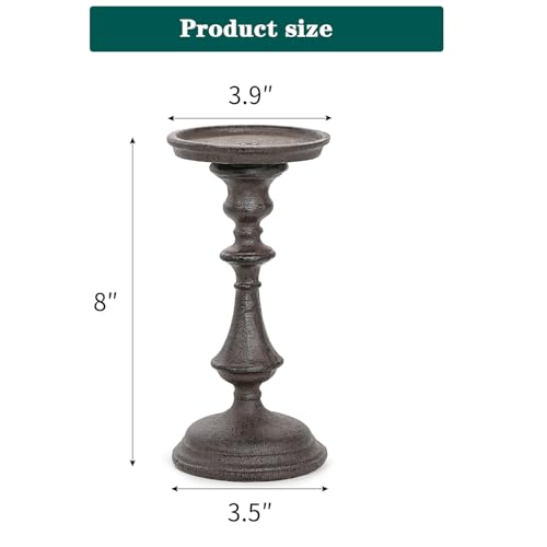 Sungmor Rustic Cast Iron Pillar Candle Holder, 7.8 Inches Tall - color: Medium - 7.8inch Tall