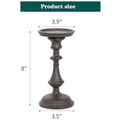 Sungmor Rustic Cast Iron Pillar Candle Holder, 7.8 Inches Tall - color: Medium - 7.8inch Tall