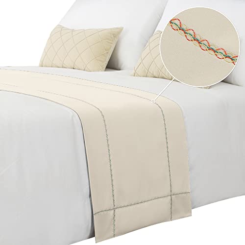 Bed Runner, Beige Bed Throws for Foot of Bed, 210 x 50 cm - color: Beige, size: Full/Queen