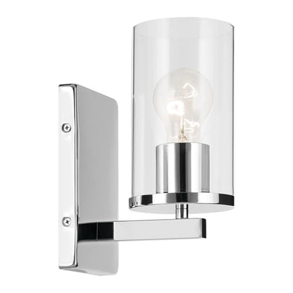 Kichler Crosby 1-Light Bathroom Wall Light, Chrome - color: Chrome, size: 1 Light, style: Clear Glass