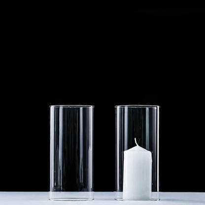 CYS EXCEL 2 PCS (H:10" D:4.75") Open Ended Glass Hurricane Candleholder Tube Shade | Multiple Size Choices Open Flame Candle Chimney Tube Cover | Bottomless Cylinder - size: 4.75" Wide x 10" Tall
