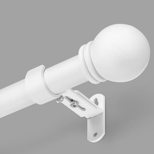 Curtain Rods for Windows 16-48", 6/8 In White Curtain Rod, 1 Pack - color: White, size: 48" - 6/8'' rod - 1 Pack