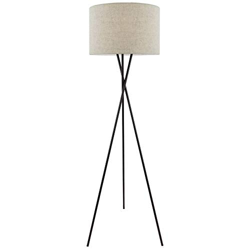 Kira Home Sadie 60" Mid-Century Modern Tripod Tall Floor Lamp - color: Oil Rubbed Bronze Finish,Honey Beige Shade