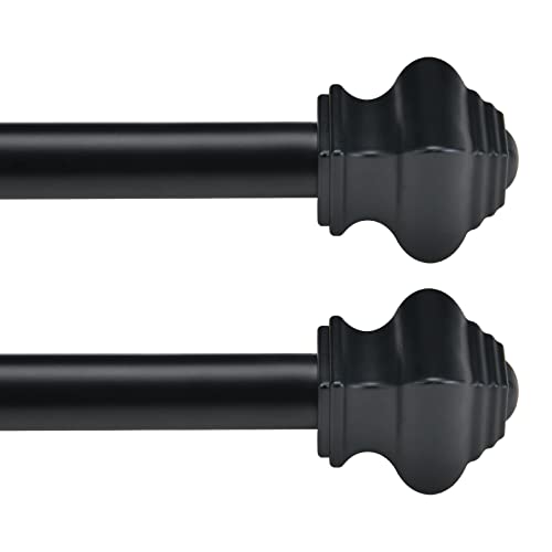 Thestoa Splicing Curtain Rods for Windows 30-46 Inch, 5/8" Diameter Black Curtain Rods 2 pack for Bedroom, Living Room, Outdoor - size: 32"-48"（2pack）