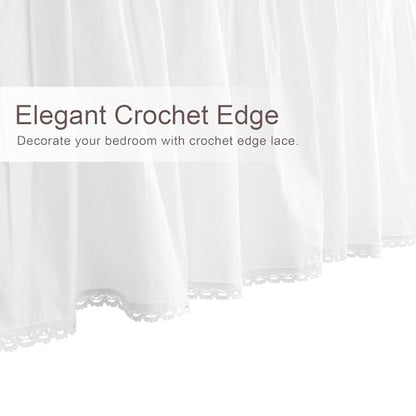 White Cotton Crochet Edge Window Valance, 14" L x 60" W, 2 Panels - color: White, size: 14"L x 60"W (Pack of 2)