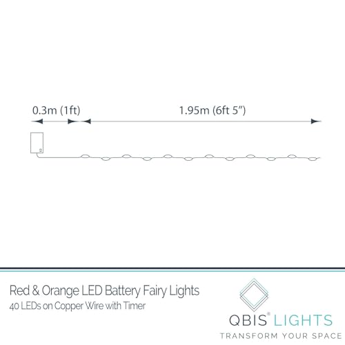 QBIS Christmas Lights Battery Operated, Red & Orange, 40 Micro LEDs 6.5ft - size: 1PK-40 Red,Orange