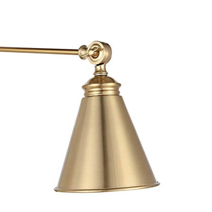 WINGBO Farmhouse Swing Arm Wall Sconce Set of 2, Industrial Adjustable Wall Lamp Light Fixture for Living Room Bedroom Vanity Study Desk Office, Plug in or Hardwired, Brass - color: Brass
