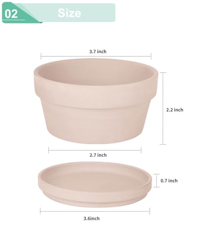 vensovo 3.7 Inch Pink Terracotta Succulent Pots with Saucers, 6 Pack - color: Pink, size: 3.7 Inch