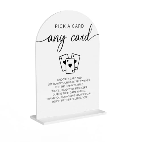 Acrylic Wedding Sign Pick A Card Sign for Wedding Wedding Signs for Ceremony Modern Calligraphy Arch Acrylic Table Top Sign for Wedding Reception and Event Party Table(white） - color: Pick A Card