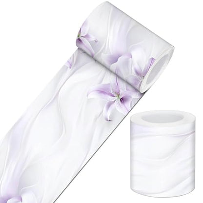 IVN Wallpaper Border Peel and Stick Wall Purple Lily Silk 4x196 Inch - color: Purple Lily Silk