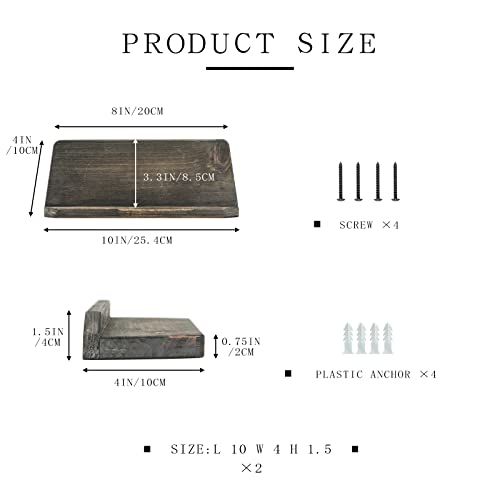 Freezing point Small Floating Shelves for Wall Set of 2 Natural Wood Trapezoid 10×4Inch Mini Wall Shelf Decor Plant Display Mounted Kitchen Bathroom Bedroom Corner Decorative Storage Tiny Stand - size: 10